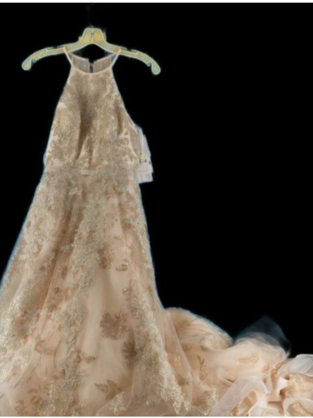 Galina Signature Cream & Gold Wedding Dress - Size 4-NEW w/tags